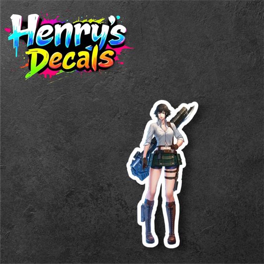 Video Game Lady Sticker Car Decal
