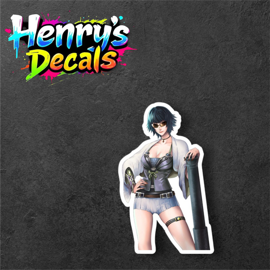Video Game Lady Sticker Car Decal